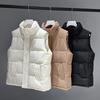 Women Winter Coat with Pockets Zip-up Closure Padded Stand Collar Sleeveless Solid Color Outdoor