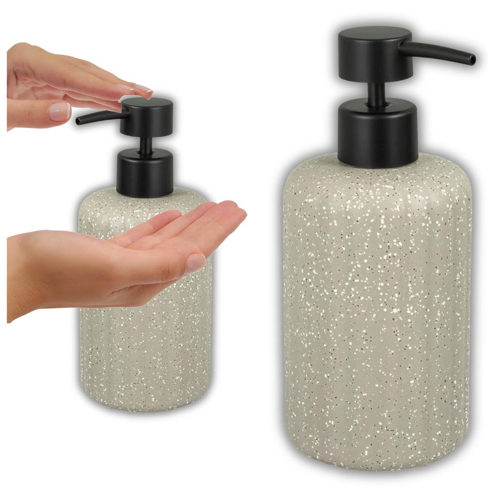 Liquid Soap Dispenser 450ml Ceramic Brown with Black Pump Peru