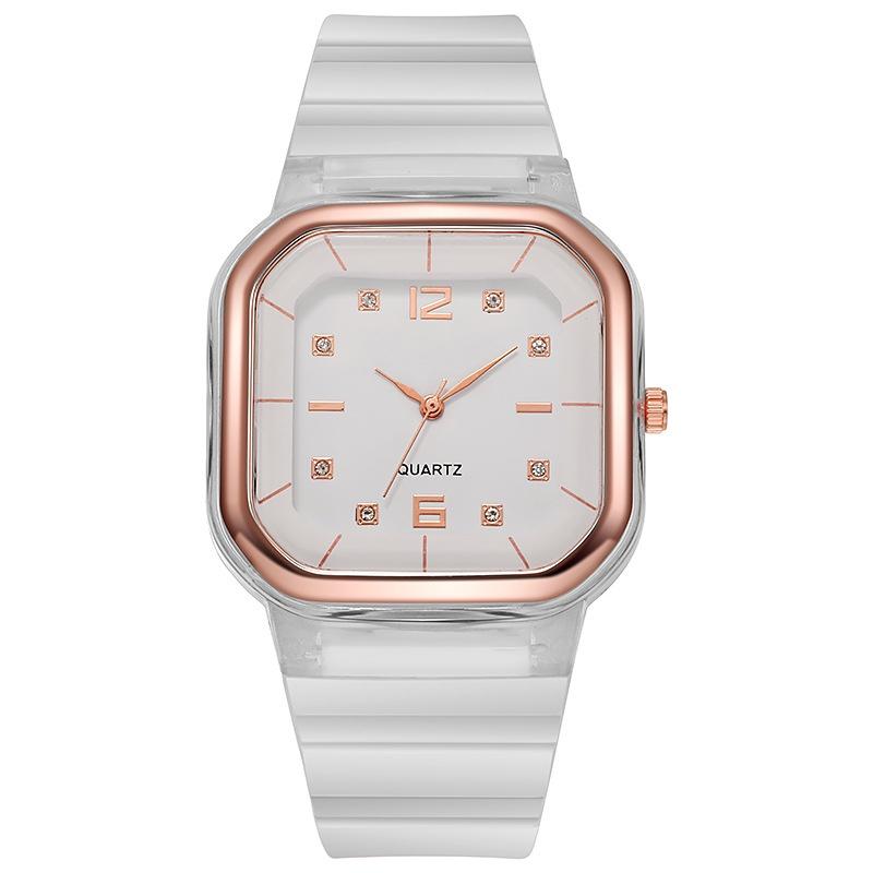 Women Watch/Stylish Square Dial Crystal Silicone Dial