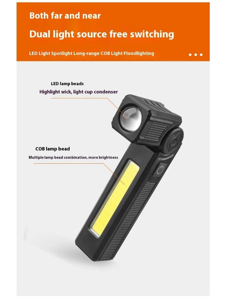 Multifunctional USB Rechargeable Flashlight with Magnet Powerful COB LED Work Light Waterproof Torch