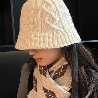 LOOKING4U Вязаная косичкой панама C1 цвета слоновой кости