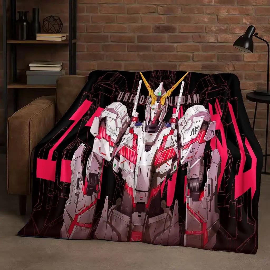 3D  Gundam Cartoon Robot Christmas Gift Flannel Blanket,Ultra Soft Warm Plush Throw for Home Bedroom Bed Sofa Cover Office