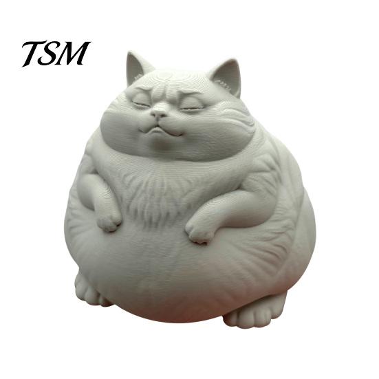 3D Printed Animal Statue Fat Cat Figurine, Cute Lazy Desk Car Decor with Solid Base, Creative DIY Painting Crafts Mini Calming for Office, Gift Lovers
