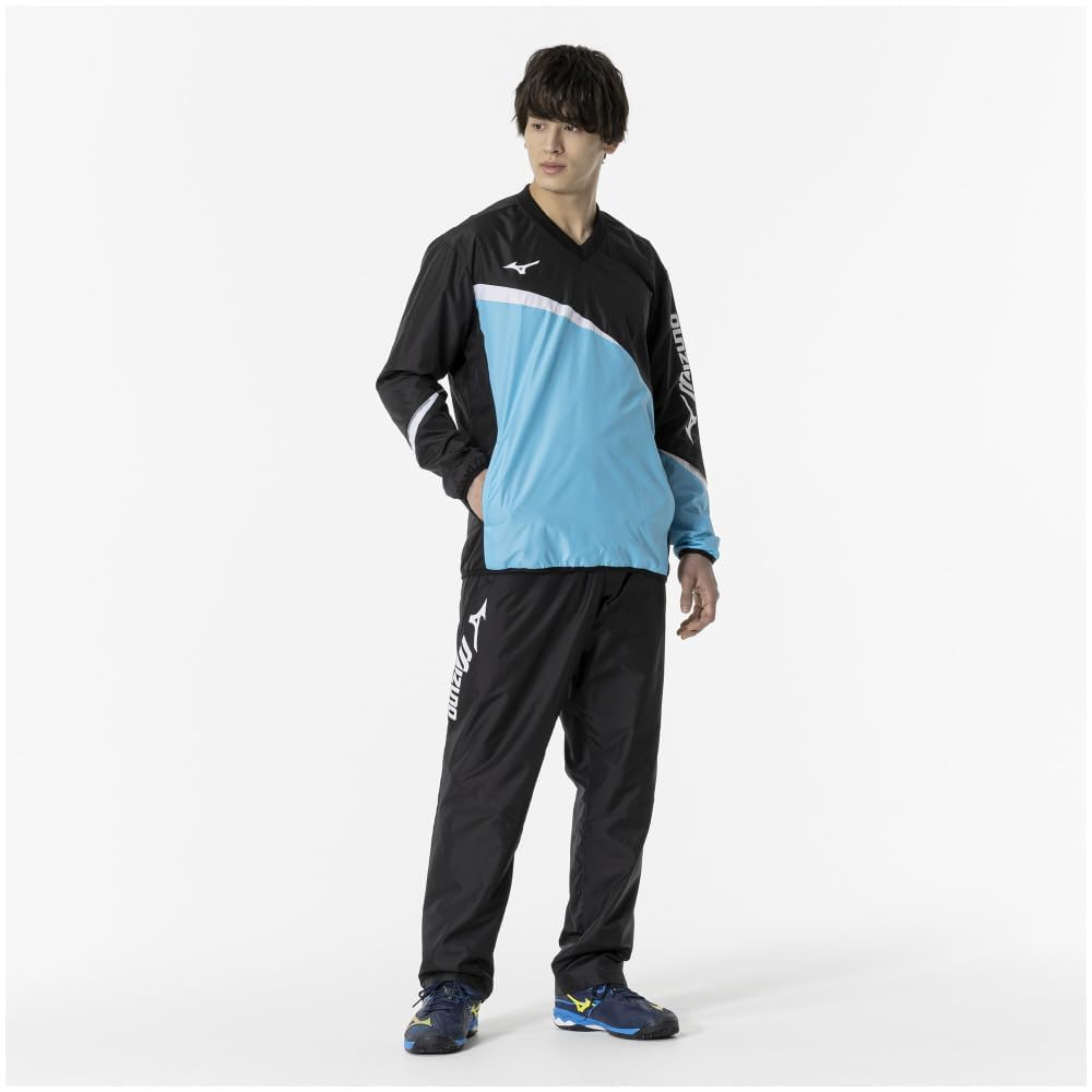Tennis Wear Windbreaker Shirt Water Repellent Standard Silhouette Mesh Lining 62MEA504 Black X Blue Atoll M [Mizuno]