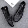 FashionCrocodile Pattern Mens Leather Loafers Fashion Driving Footwear for Men Classic British Trend Flats Breathable Men Casual Shoes