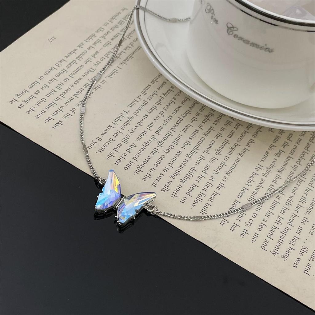 JMXD-лазерная постепенная смена цепочек со стразами в виде бабочки, маленькая цепочка, крутая универсальная цепочка на ключицу, модные и изысканные женские украшения