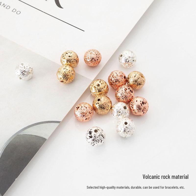 50 круглых бусин из вулканического камня для изготовления украшений своими руками, серег, браслетов, одежды, сумок и аксессуаров