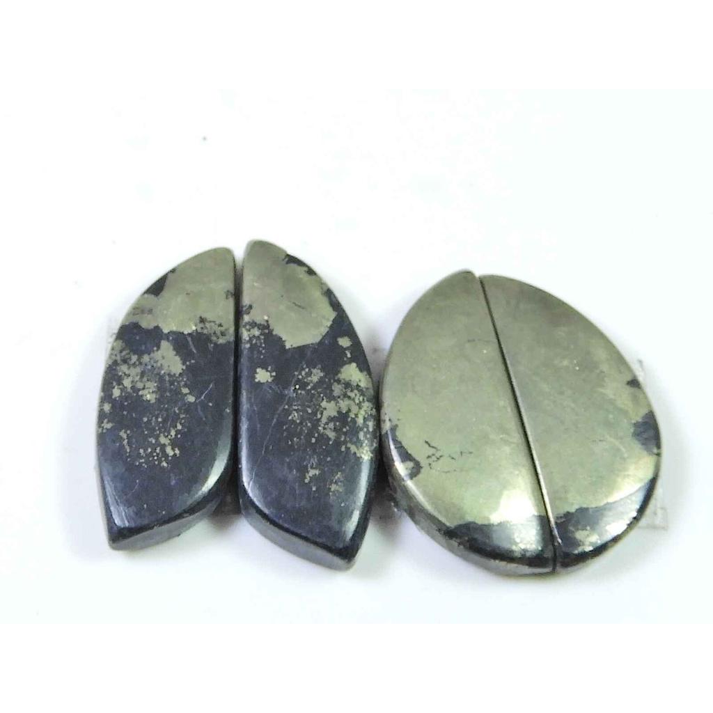 Натуральный Апач Золотой Пирит 2 Подходящая Пара Необычный Кабошон Драгоценный Камень 23-26ММ SK-2159