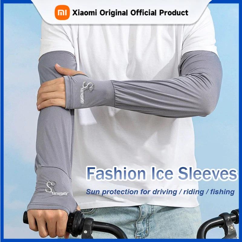 Xiaomi Summer Sun Protection Ice Sleeves Unisex Fashion Embroidered Outdoor Driving Riding Arm Sleeves With Thumb Hole