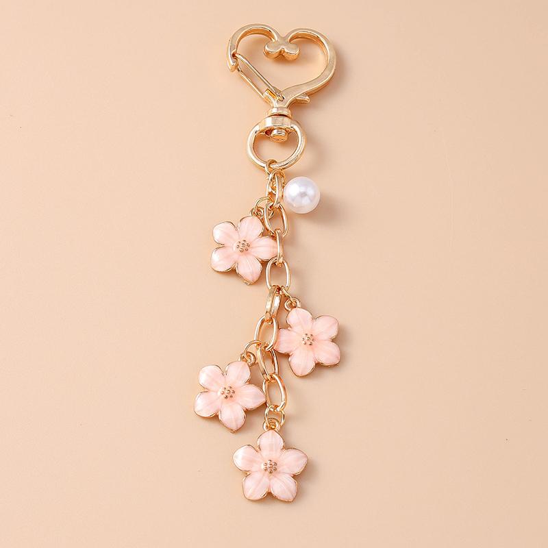 Cute Enamel Flower Keychain Butterfly Key Ring Pendant for Women Girls Handbag Decor DIY Handmade Jewelry Gift