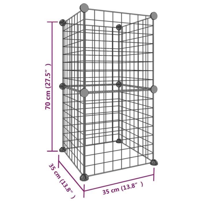 3114031 vidaXL Pet Cage 8 Panels Black 35x35 Cm Steel