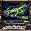 Wall Hanging Tapestry Custom NameSeattle Seahawks Pattern Personalized Printed Fabric Wall Decor