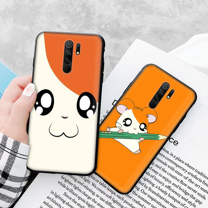 Черный чехол для Xiaomi Redmi 13C Note 9 iPhone XR 7 8 14 15 11 12 13 X XS Pro Max Samsung A25 S23 S24 FE Ultra Plus Hamtaro