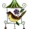 Paitned Bird Butterfly Metal Glass Wind Chimes Garden Wind Catcher for Outside Hanging Pendant Ornament Home Window Decor