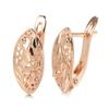 Vintage Ethnic Style Gold Color Hollow Flowers Pattern Hoop Earrings For Women Fashion Jewelry