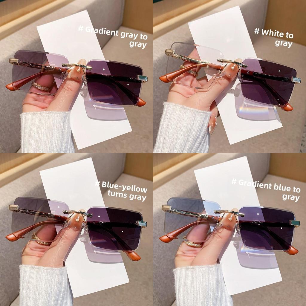 Модные безрамные солнцезащитные очки с градиентным серым цветом и защитой UV400 для езды на велосипеде и вечеринок