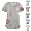 Women's Short Sleeve Fashion V Neck With Pockets Floral Print Tops Clothes