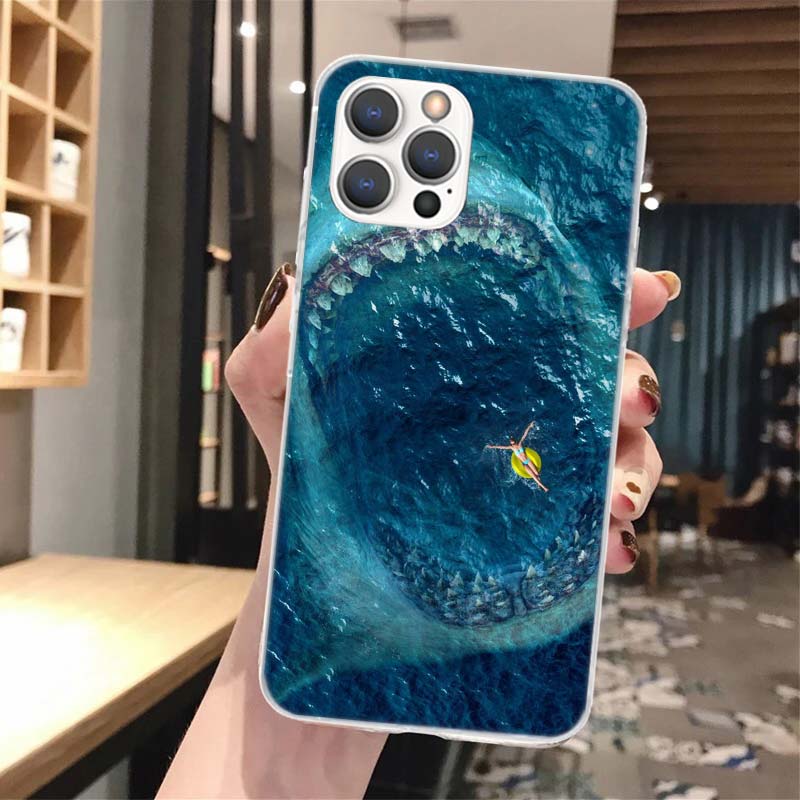 Ocean Monster Shark Swimming Soft Phone Case For iPhone 16 15 14 13 12 11 Pro Max X XR XS 7 Plus 8 + SE 2020 Pattern Customized