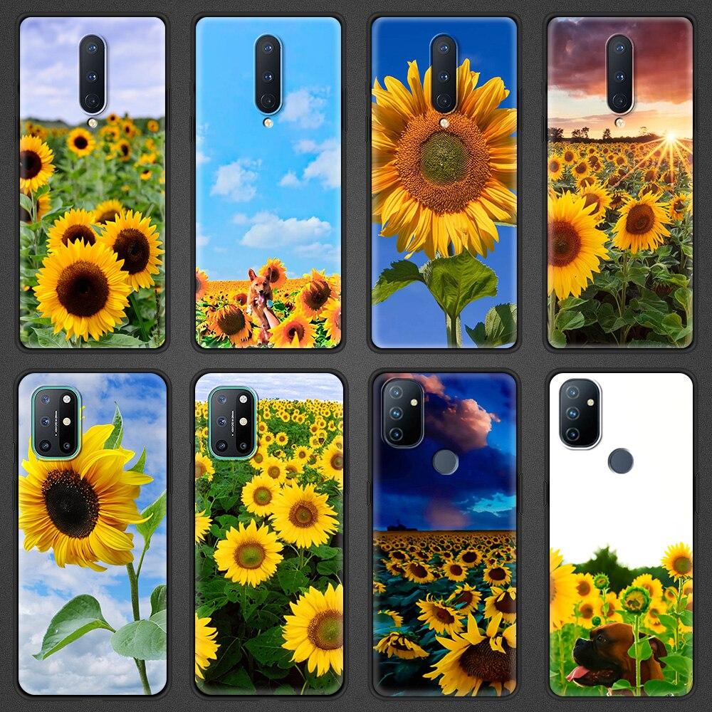 Красивый летний чехол для телефона с изображением подсолнуха для OnePlus 9 8 7 7T Pro 9RT 9R 8T Z OnePlus Nord N100 N200 N10 CE 2 5G черный чехол
