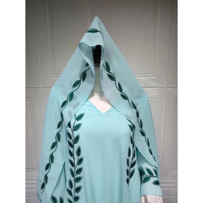 Ид мусульманское Абая для женщин платье с вышивкой и шарфом платье Дубай арабский длинный халат Марокко Абая кафтан головной платок великолепный