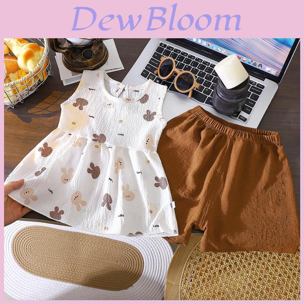 Short Sleeve Toddler Girl Outfit Summer Cotton Twopiece Set For Kids