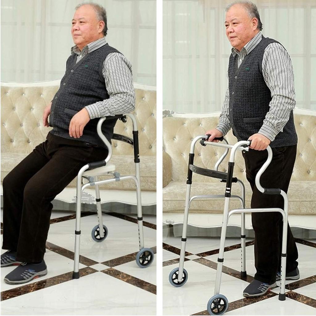 3-in-1 Aluminum Alloy Walking Frame Height Adjustable Foldable Elderly Walking Holder Toilet Support Shower Chair