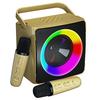 Караоке-машина, портативный динамик Bluetooth, светодиодная лампа для вечеринок с 2 беспроводными микрофонами для караоке — подарок на день рождения, семья, вечеринка, встреча, поддержка USB.