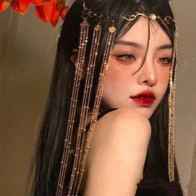 Сказочная длинная вуаль с кисточками, украшения для волос, повязка на голову, цепочка на лоб, занавеска для лица, ретро, роскошный головной убор с кристаллами, женские аксессуары для волос