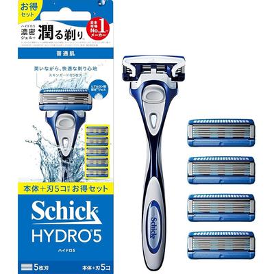 Бритва Schick Hydro 5 Basic в комбинированной упаковке с держателем и 4 лезвиями Мужской инструмент для бритья