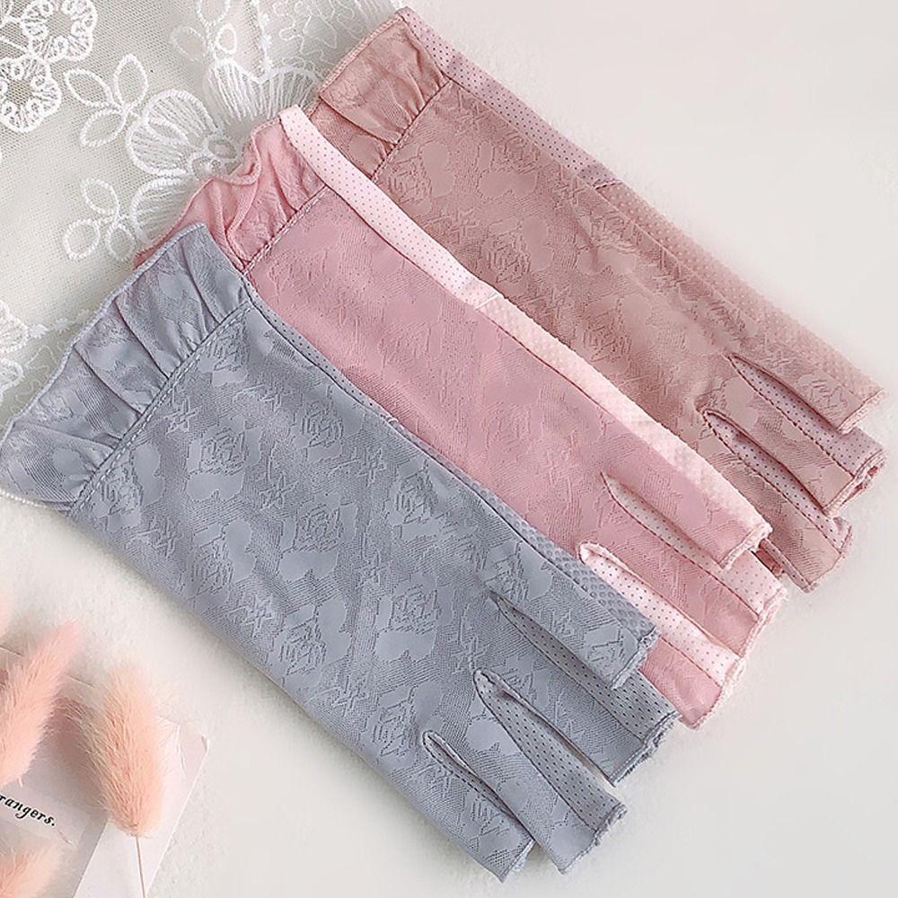 Non-slip Exposed Finger Gloves Breathable Half-finger Gloves Fashion Sun Protection Gloves Women