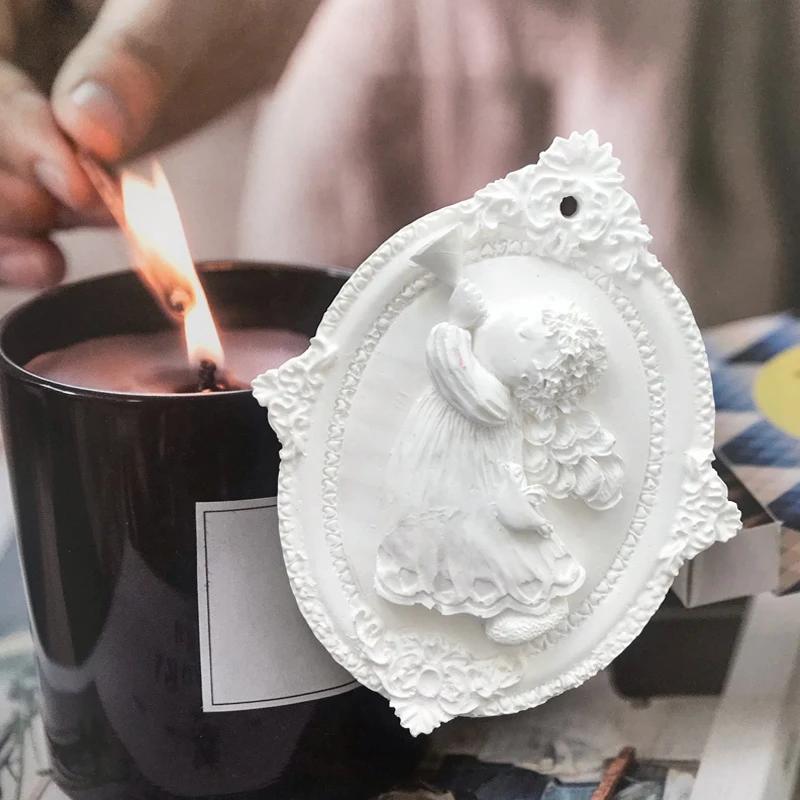 A Top Quality Mold Pink Silicone 3D Angel Mold Gypsum Soap Resin Making Cake Chocolate Candle Mold DIY Making Tool Mould Oval