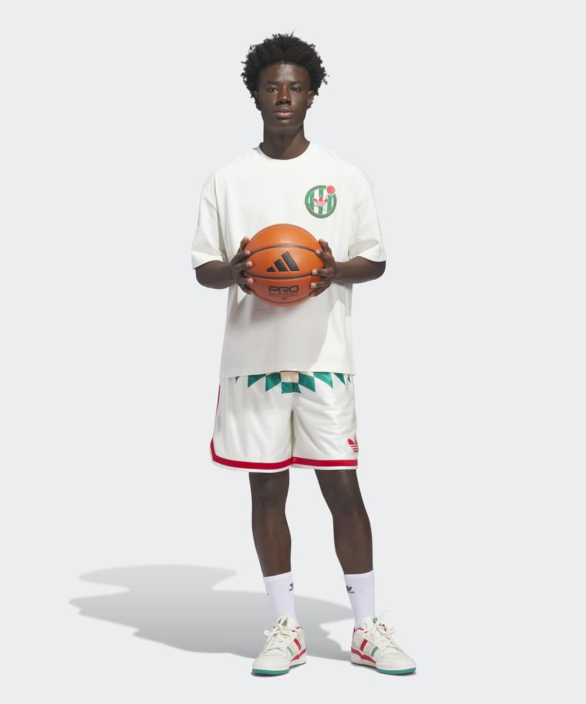 adidas Футболка с гербом баскетбола - Белая:Зеленый / Kd3614