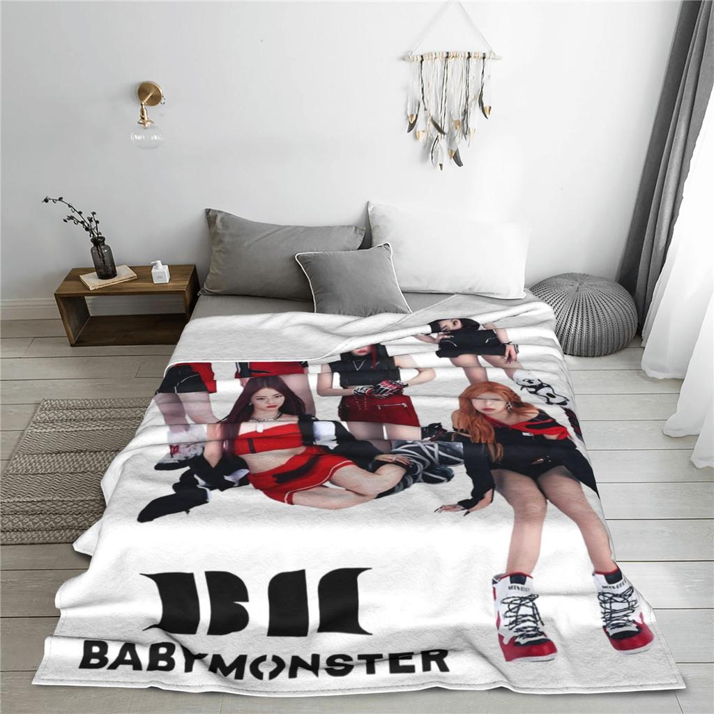 Babymonsters KPOP Фланелевое одеяло Потрясающие пледы для дома 200x150см Покрывала,