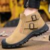 Fashion High Top Safety Shoes Man Steel Toe Work Shoes Protective Work Safety Boots for Men Women Non-slip Suede Leather Welder Shoes