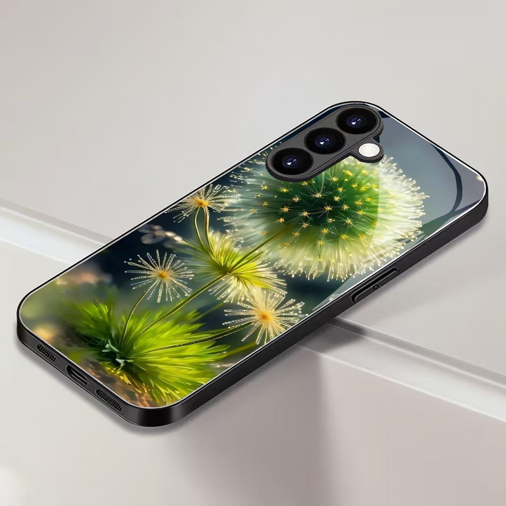 Чехол из закаленного стекла с одуванчиками для Samsung Galaxy S26 S25 S24 S23 S22 S20 FE/Ultra/Plus, противоударная задняя крышка