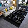 Area Rug, BMW S1000RR Black Blueprint Technical Drawing Infographic Print, Man Cave Decor, Non-Slip Mat