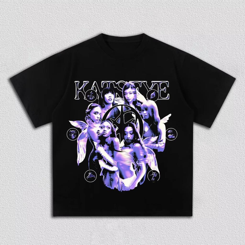 Korean Kpop Girl Group Katseye Graphic Tshirt Y2k High Quality pure Cotton Harajuku Tshirt 2026 Spring summer Male Clothing