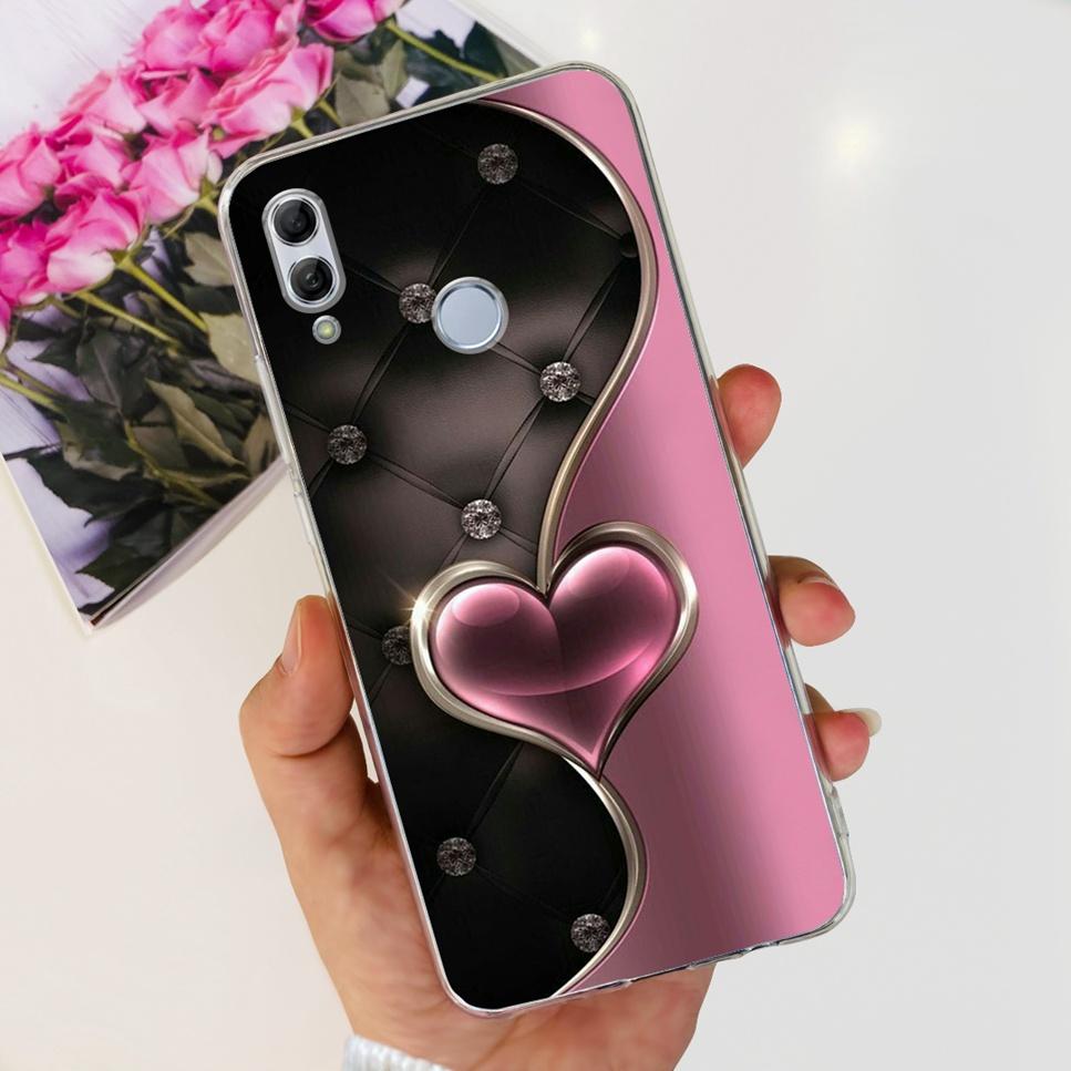 Чехол для Honor 10 Lite HRY-LX1 Роскошный Цветок Любовь Мягкий ТПУ Силикон Прозрачная Крышка Для Huawei Honor 10Lite 6.21" Чехол для Телефона Fundas