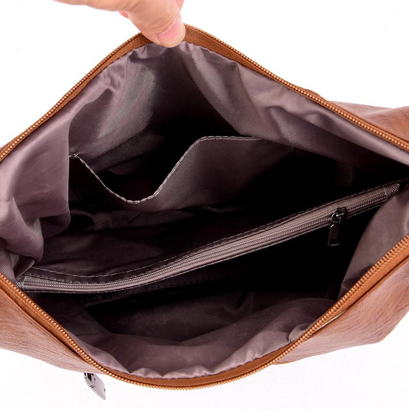 Женская кожаная сумка через плечо, однотонная большая сумка