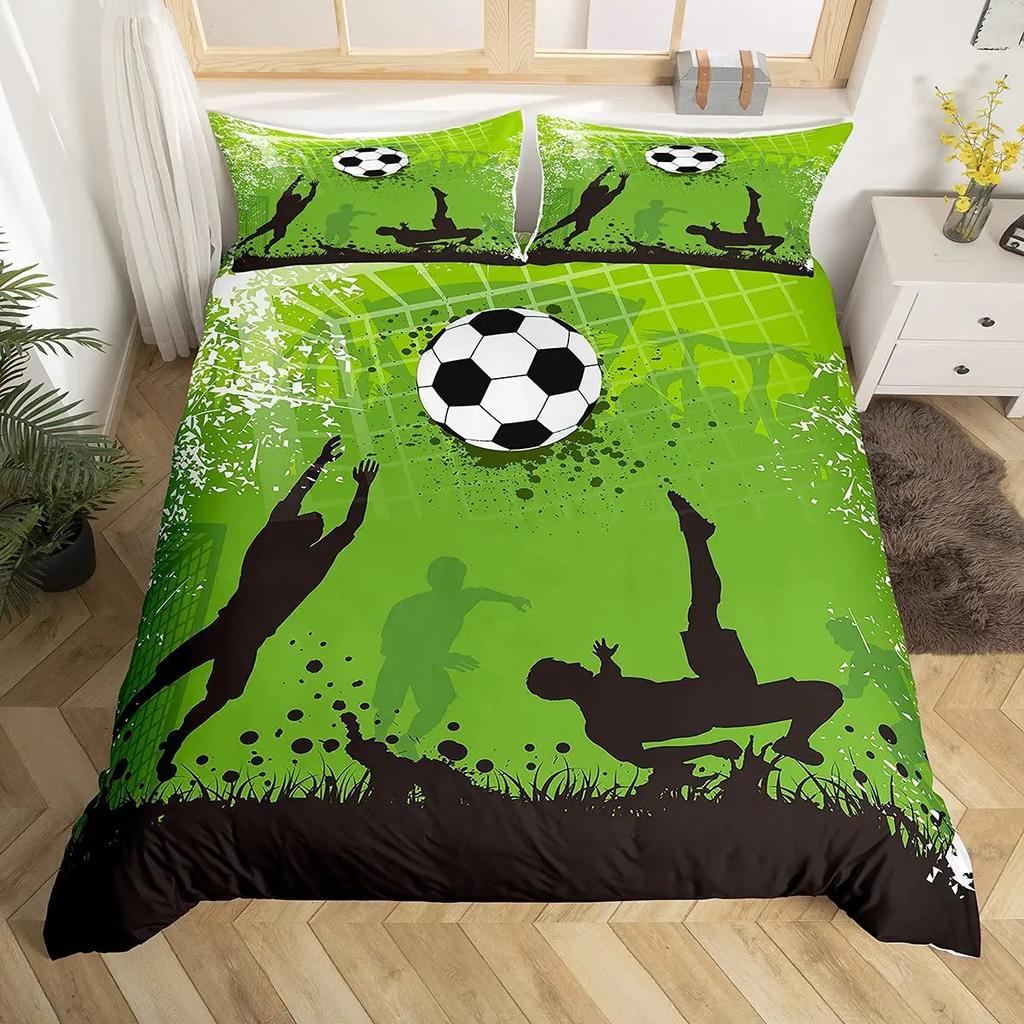 American Football Duvet Cover Set Full Size Sports Games Bedding Set Soccer Rugby Field Comforter Cover for Boys Quilt Cover Set
