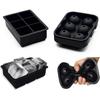 Ice Cube trays(set of 2), Silicone Sphere Ice Ball Maker with Lid and Large Square Ice Cube Molds for Whiskey Ice and Cocktails, Food Grade Silicone,