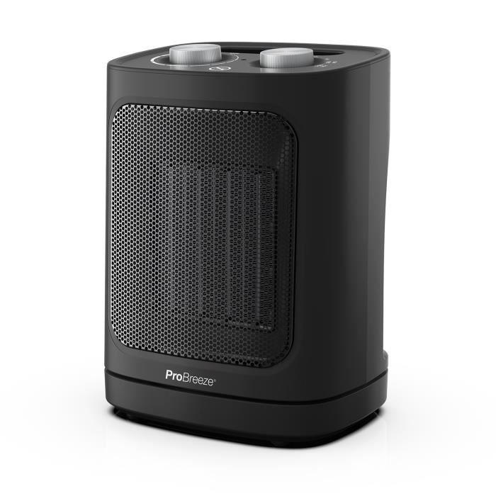 Керамический тепловентилятор Pro Breeze 1800 Вт с автоматическим поворотом, 2 режима обогрева, режим вентилятора - Черный