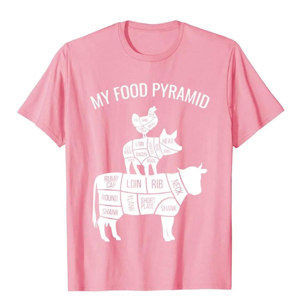 Забавная футболка с рисунком «Моя пищевая пирамида», классическая летняя хлопковая футболка унисекс с изображением коровы, свиньи, курицы, Camisa