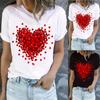Love Print Round Neck Cuffs Pleated Short Sleeved T-shirt Plus Size Women's Clothing