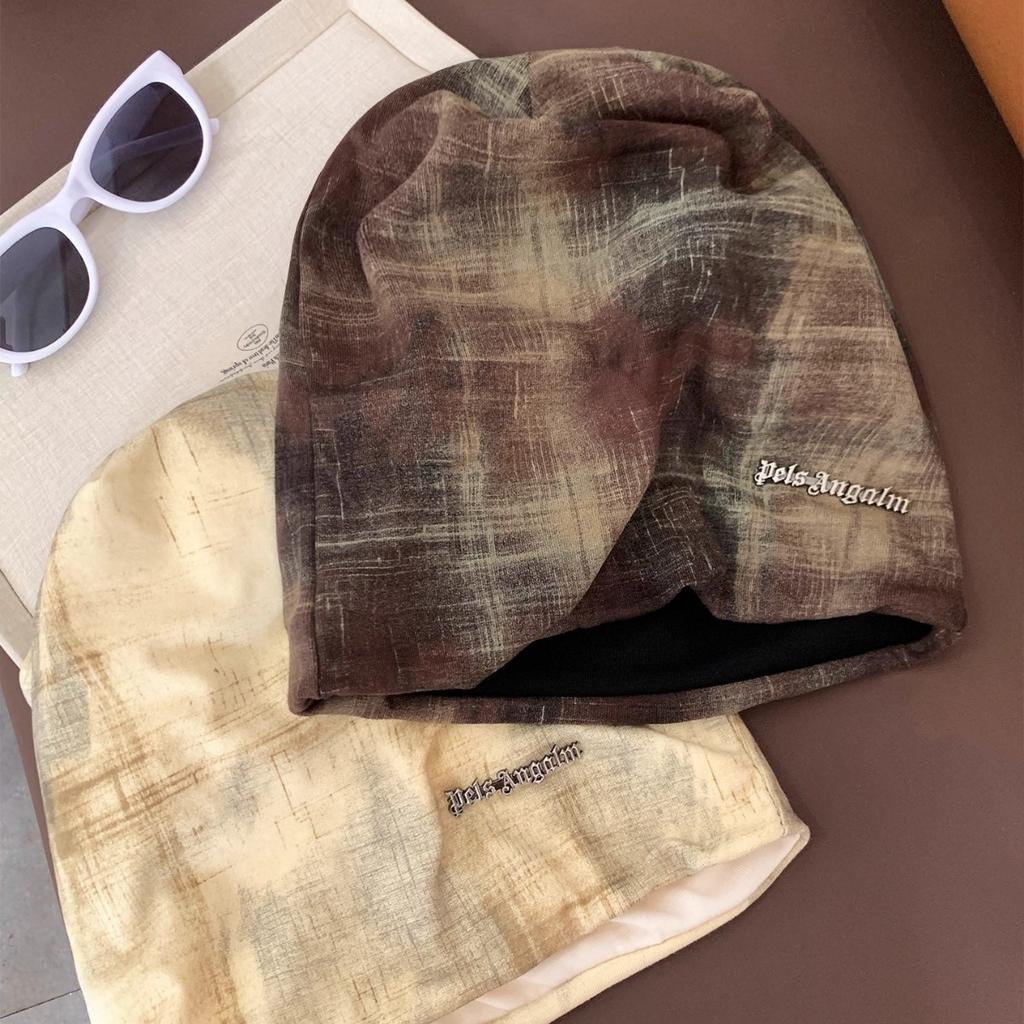 Vintage niche tie-dye pile hat for women, summer wasteland style cold hat, street trend personalized face-hugging small bun hat