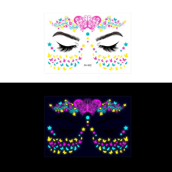 8 листов водонепроницаемые неоновые татуировки наклейки музыкальный фестиваль бабочка яркие цвета великолепные световые эффекты