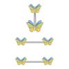 3PCS 14G Stainless Steel Butterfly Nipplerings Nipple Tongue Belly Button Rings CZ Opal Barbell Body Piercing Jewelry