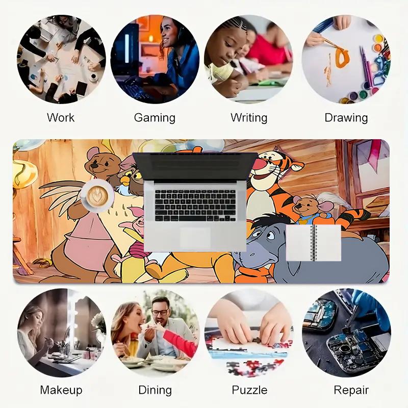 Winnie Pooh Friends Xl Gaming Mouse Pad Nonslip Rubber Base Stitched Edge Waterproof Desk Mat For Pc Laptop Gamer Office Computer Accessories C927706