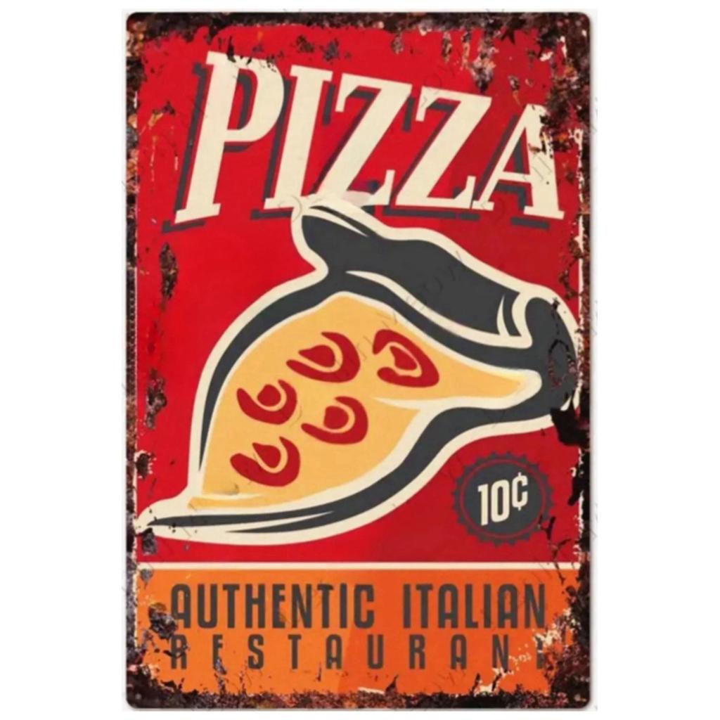 Vintage Pizza Zone Plaque Great Food Metal Sign Pub Bar Home Decoration Best Homemade Poster Italian Pizza Wall Art Plate