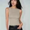Women Double Layer Boat Neck Soft Slinky Tank Top